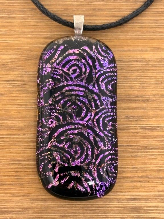 Purple Dichroic Fused Glass Pendant