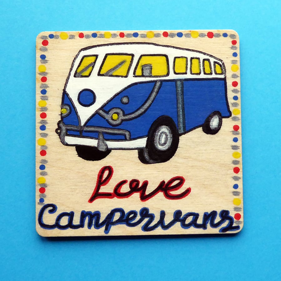 Campervan – wooden coaster – Love campervans