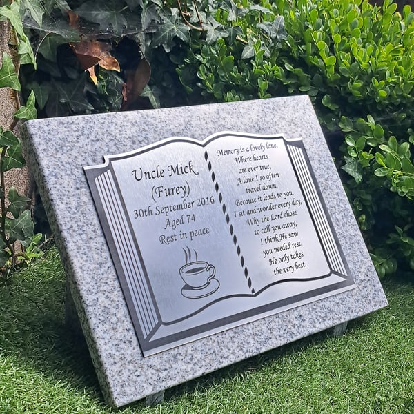 Grave memorial Plaque slanted Grave Marker Grave Stone Cemetry Plaque 