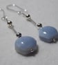 Blue Sky Sterling Silver Earrings featuring Hexagonal blue Opals - Image 5