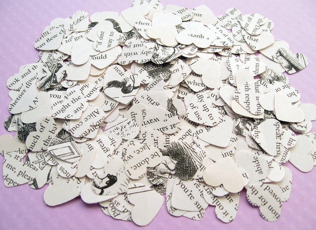 Alice In Wonderland Heart Book Confetti - Wedding Birthday Party - Table Decor