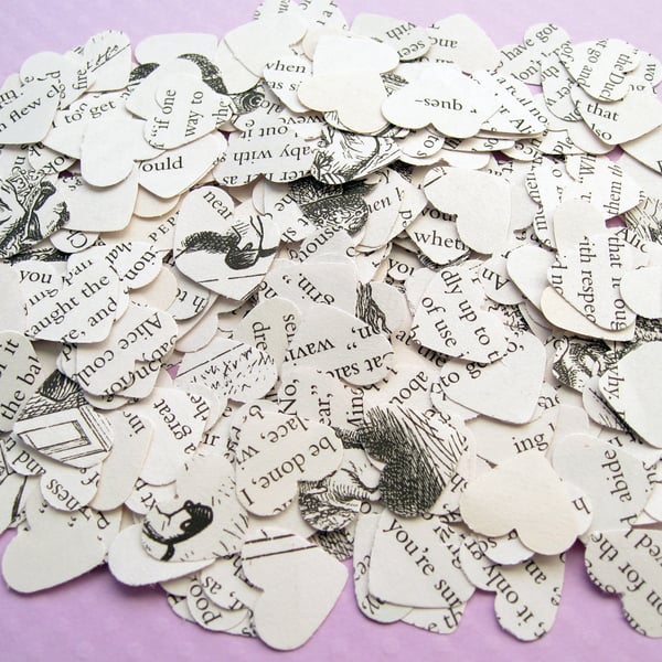 1000 Alice In Wonderland Heart Book Confetti - Wedding Party - Table Decor