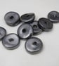 10 Medium Metallic Silver Glazed Ceramic Washer Beads - Image 1
