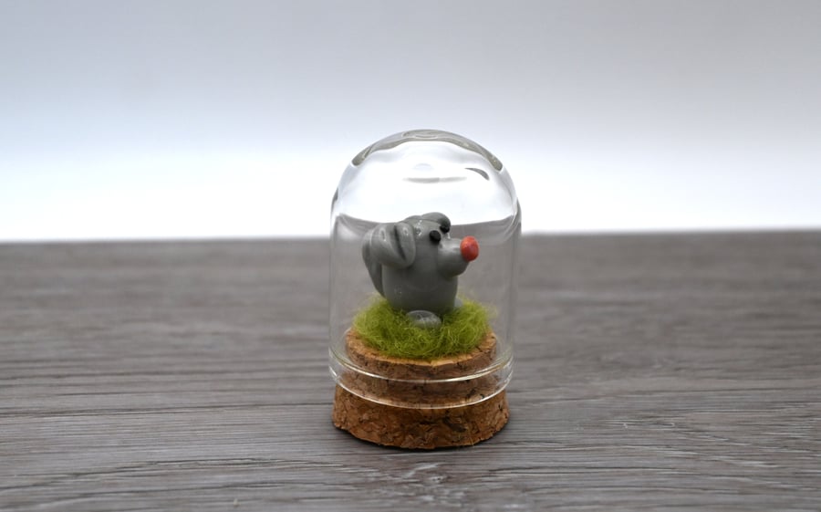 small grey dog keepsake figure