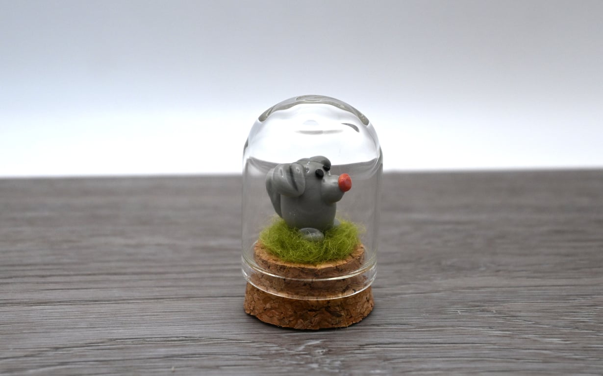 small grey dog keepsake figure