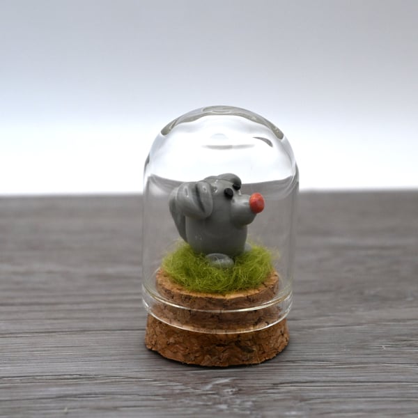 small grey dog keepsake figure