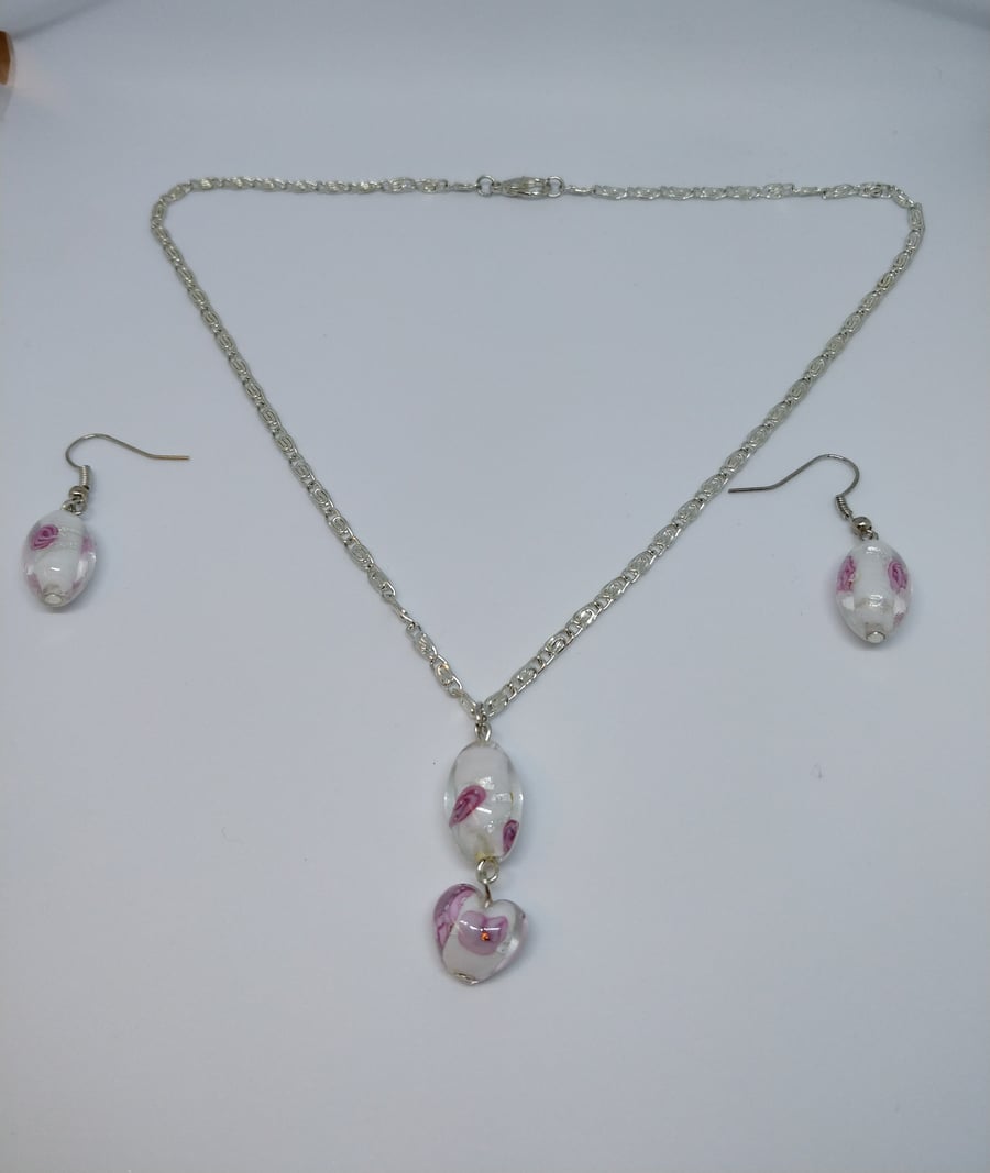 Bridal earring and necklace set sterling silver Murano glass mother of the bride