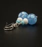 Venetian Murano glass sterling silver blue white drop earrings