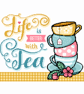 159A - Life is Better with Tea Cross Stitch Pattern Colorful Teacups (PDF Chart) - Image 1