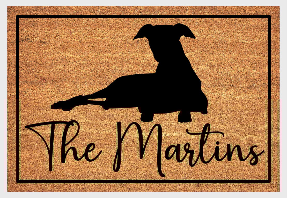 Whippet Door Mat No.3 - Personalised Whippet Welcome Mat - 3 Sizes