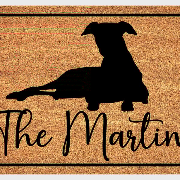 Whippet Door Mat No.3 - Personalised Whippet Welcome Mat - 3 Sizes