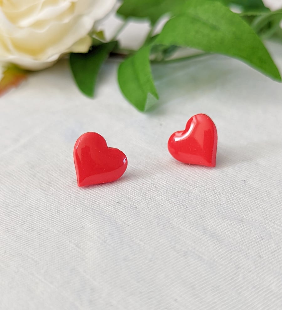 Red Heart Studs