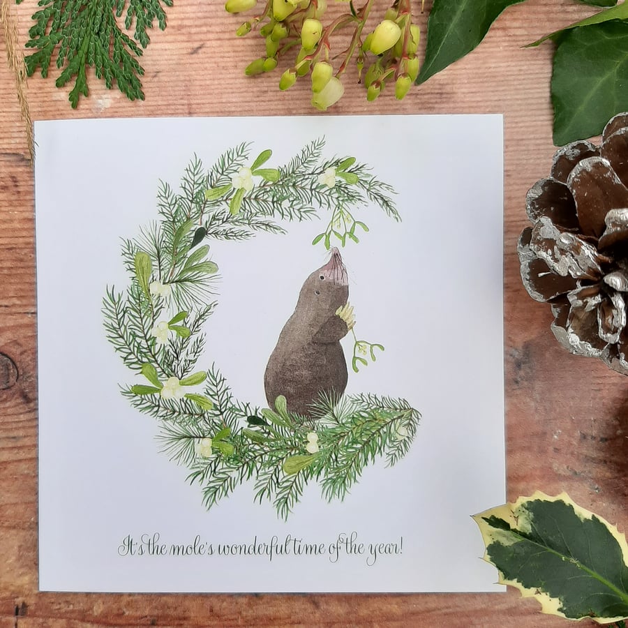 It's the Mole's Wonderful Time of the Year Recycled Christmas Card