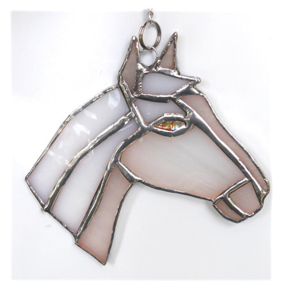 Horse Suncatcher Stained Glass Horsehead White 098