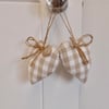 Pair hanging hearts Laura Ashley dark linen check