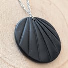 Beautiful Black Textured Polymer Clay Necklace