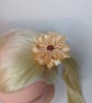 Gold Satin Ribbon Flower Hair Ties, Set of 2, Champagne Flower - Image 8