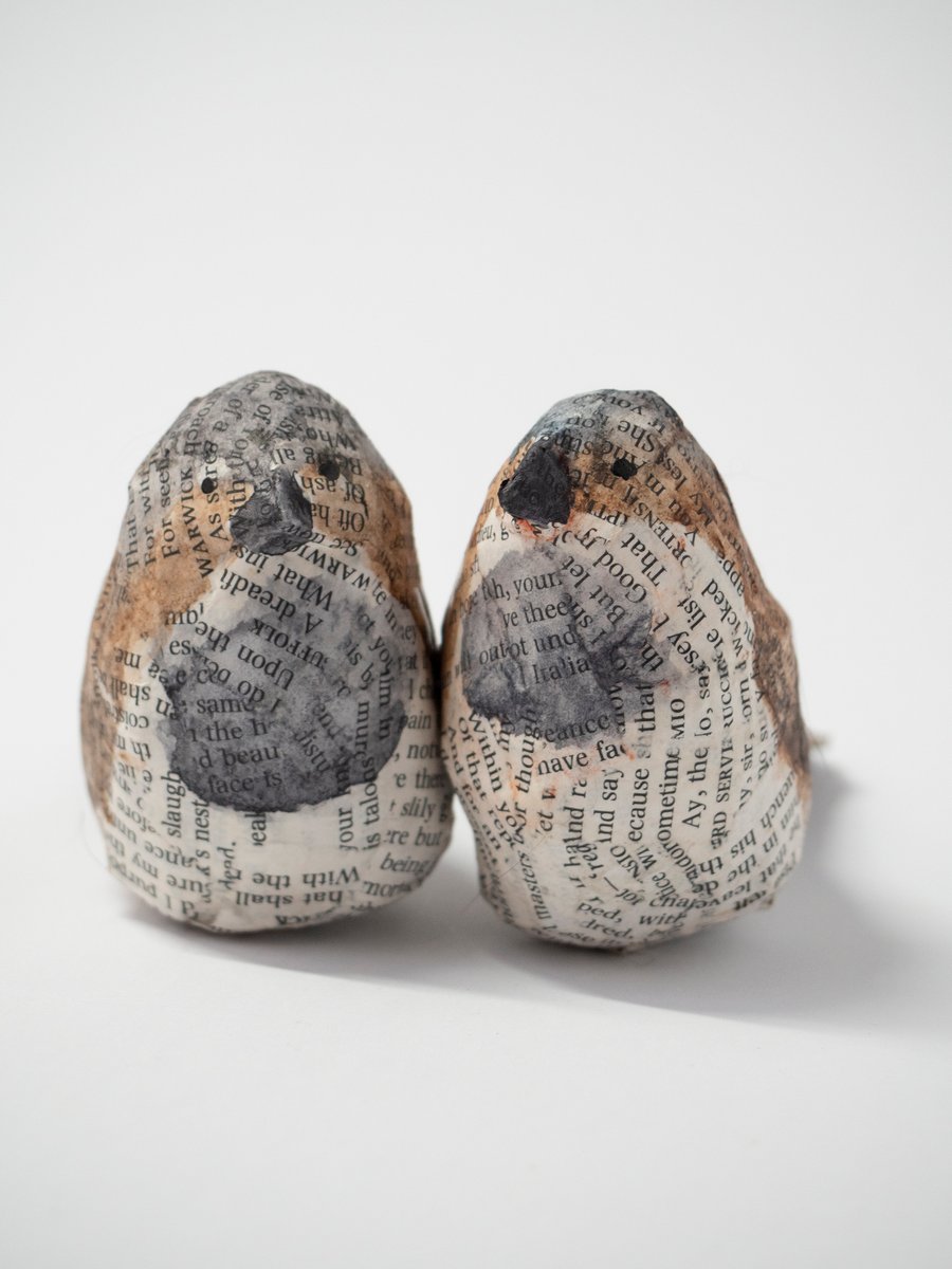 Bonnie and Bran Small Bird Paper Mache Sculpture