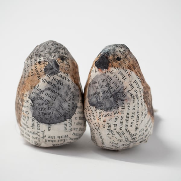 Bonnie and Bran Small Bird Paper Mache Sculpture