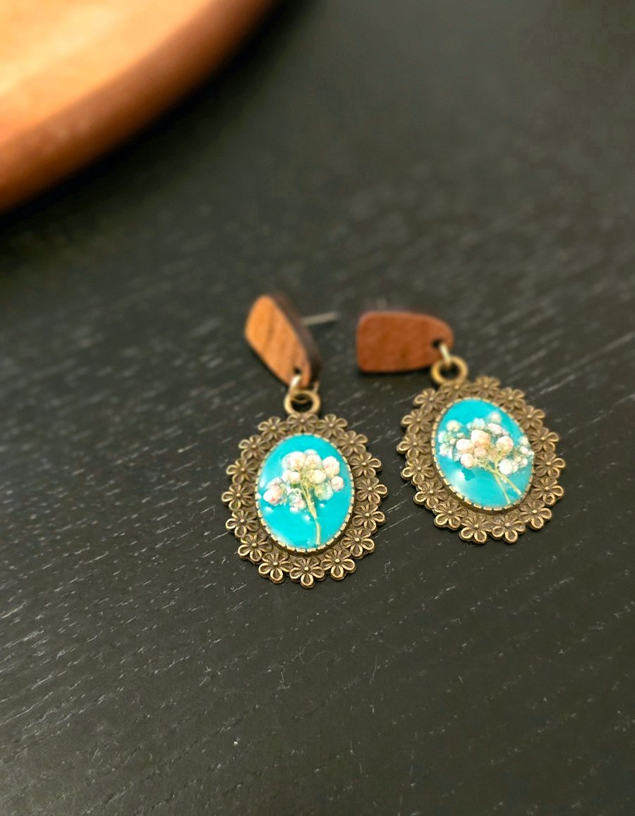 Resin Earrings with Real Dried Flowers