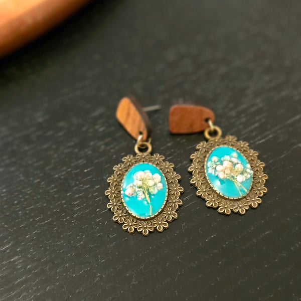 Resin Earrings with Real Dried Flowers