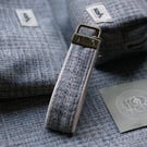 Blue Tweed Key Ring, Handmade in Scotland,  Glenlyon Tweed Fabric