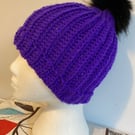 Ladies crochet beanie purple 