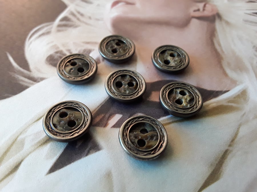 11.5mm 18L Tortoise Shell (Polyester) and Antique Brass Blouse Buttons