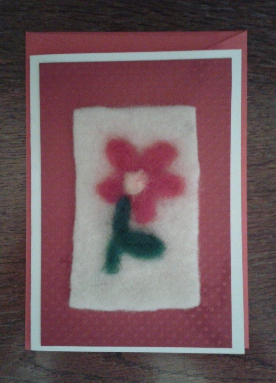 Needle felted "flower" notecard