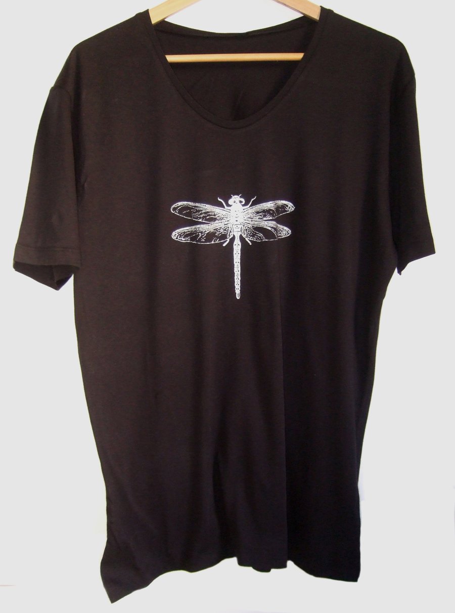 Dragonfly T shirt  black scoop neck t shirt short sleeve 
