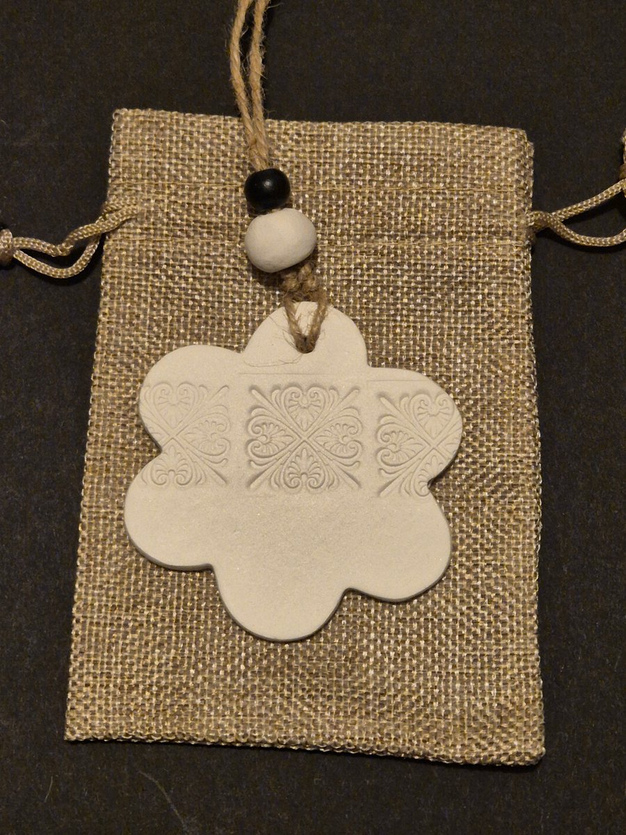 Cute little handmade airdry clay diffuser hanging in gift bag air freshener 