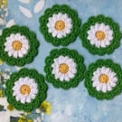 Crochet Daisy Flower Coasters a Set of 6