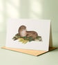 Eurasian Otter, A6 giclée greetings card with recycled brown envelope - Image 3