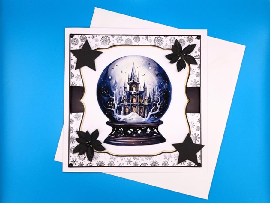 Gothic Christmas Card, Goth, Large, Handmade