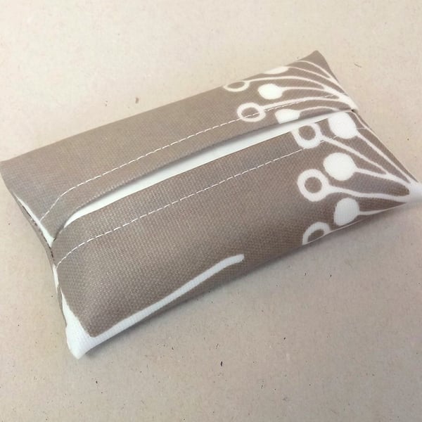 Tissue holder in grey with white pattern, tissues included, SALE