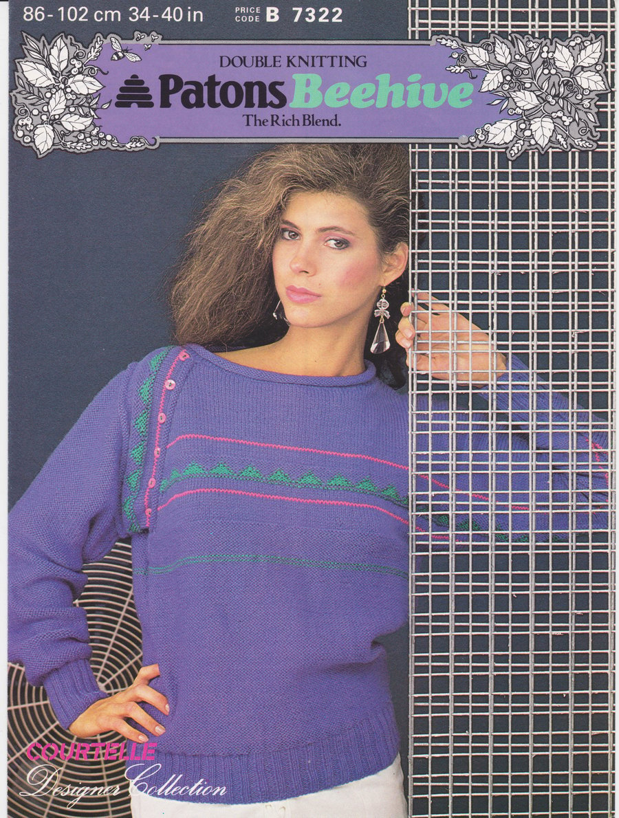 Vintage Knitting Pattern B7322: from Patons, Asymmetric Sleeved Sweater