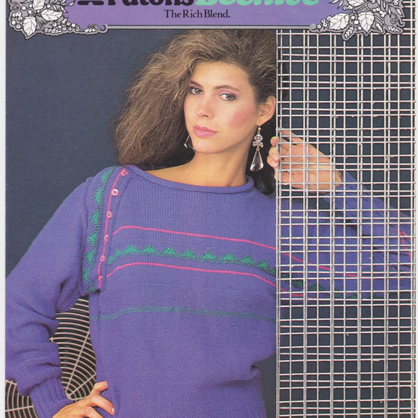 Vintage Knitting Pattern B7322: from Patons, Asymmetric Sleeved Sweater