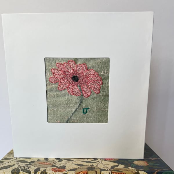 Blank card - hand embroidered ‘Daisy, daisy…No.1’ 