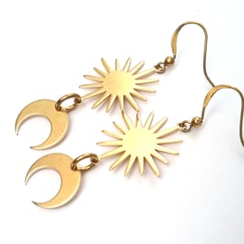 Cresent Moon & Star Burst Earrings..