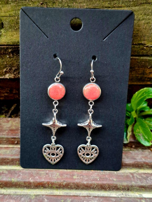 Gothic romantic dangle earrings star eye rebel handmade emo alternative jeweller