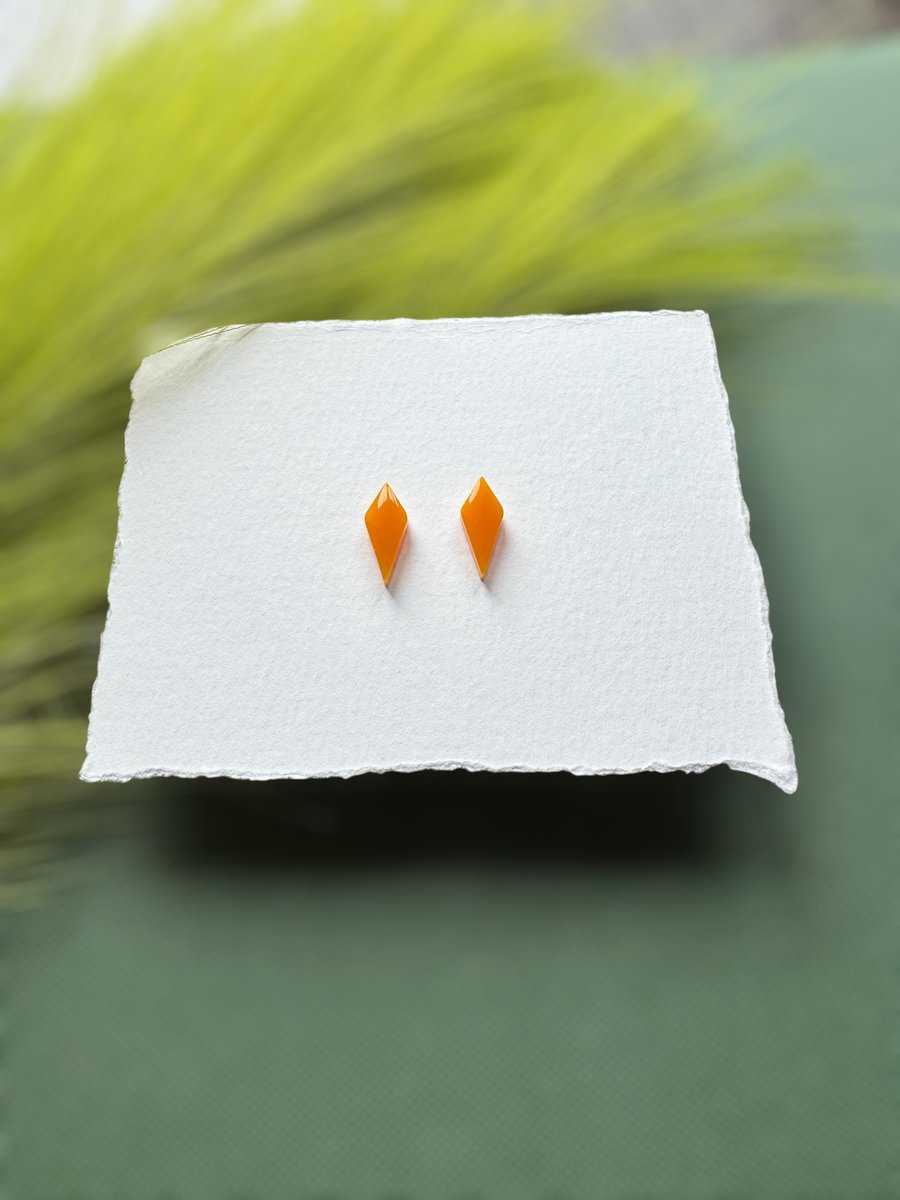 Orange Acrylic Diamond Stud Earrings