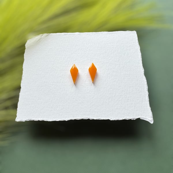 Orange Acrylic Diamond Stud Earrings