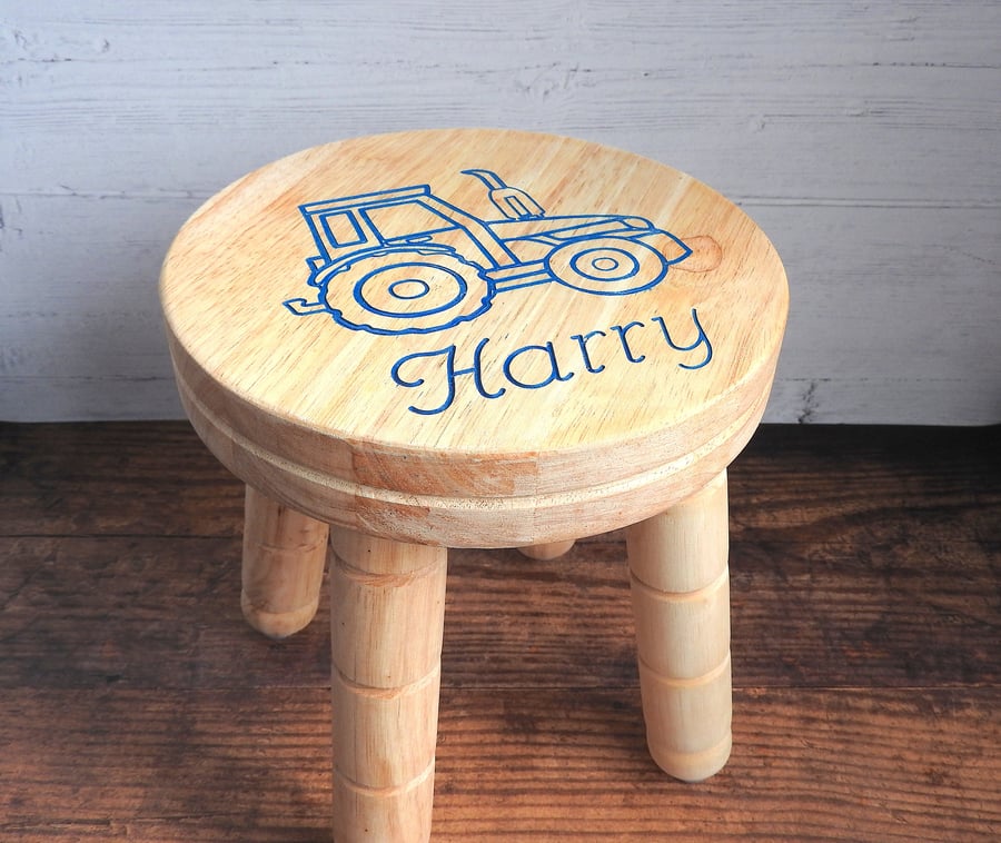 Kids Personalised Wood Milk Stool