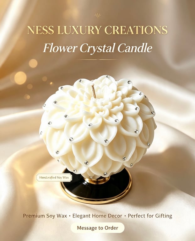 Large White Flower Candle 