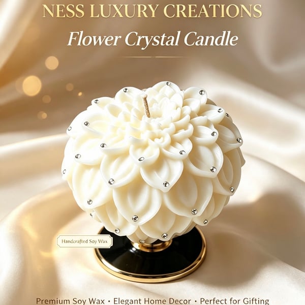 Large White Flower Candle 