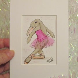 Bunny ACEO Ballet Dancing Bunny Rabbit Original Miniature Painting Ballet Dance