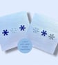 Christmas cards, pack of 2 with blue and white snowflakes on a shiny card 