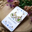 Real Pressed Flowers in Resin and Stainless Steel Drop Earrings
