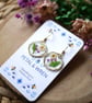 Real Pressed Flowers in Resin and Stainless Steel Drop Earrings - Image 1