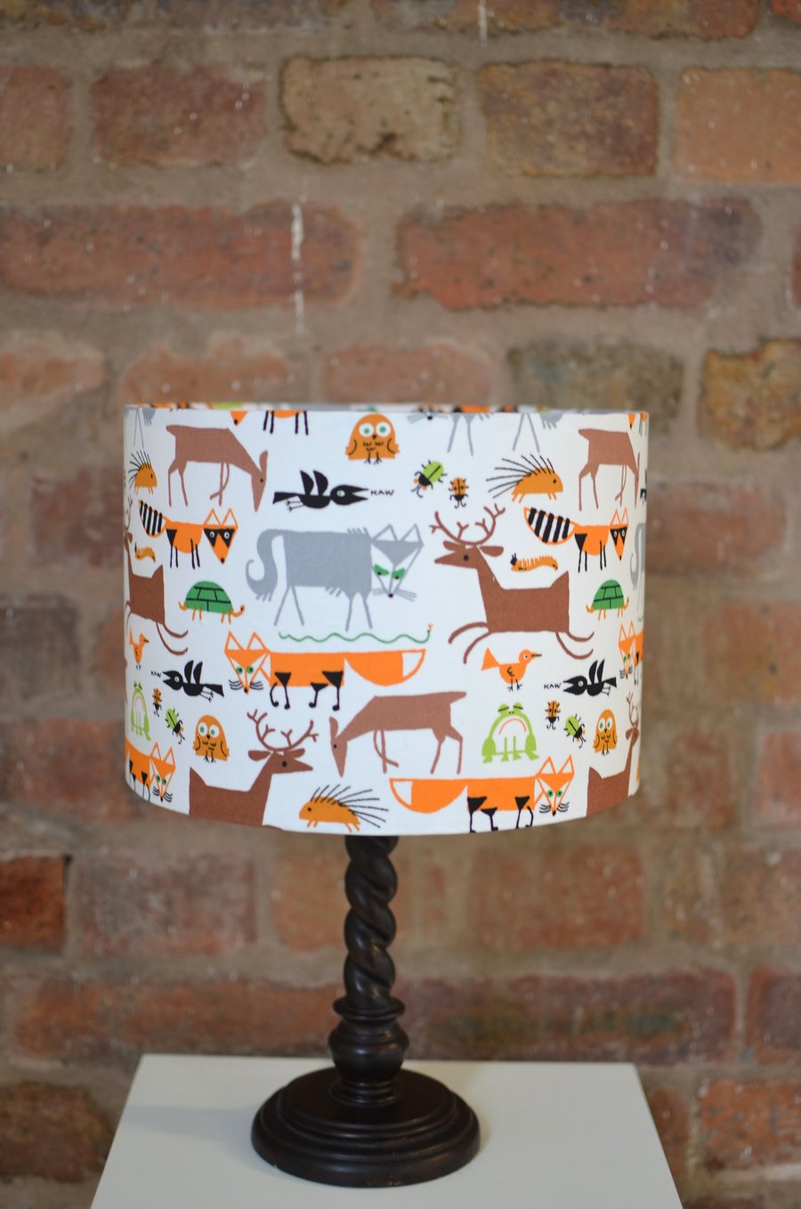 20cm, white, orange and brown foxes and animals lamp shade